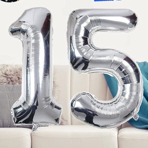 Silver 15 Silver Balloons - Picture 2 of 3